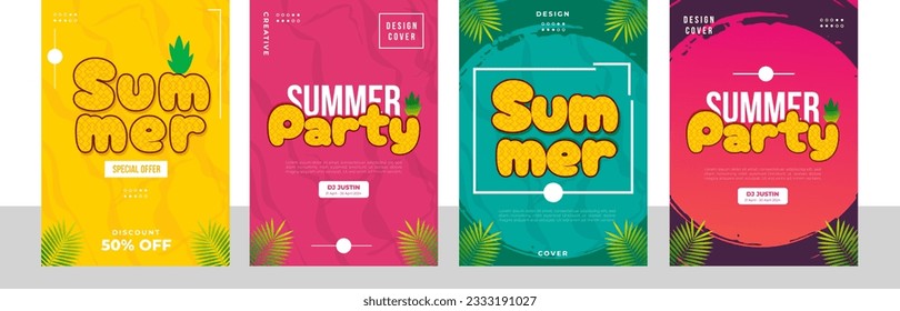 Summer Party poster collection. Summer flyer design.