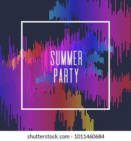 Summer party poster. Colored stripes on dark background. Vector illustration.