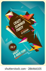 Summer party poster with colorful abstraction. Vector illustration.