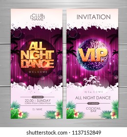 Summer party poster design. All night dance invitation design