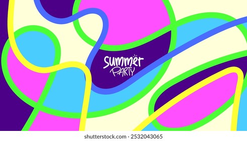 design de pôster de festa de verão. plano de fundo, layout de hd, banner, modelo de cartão de saudação. ilustração vetorial