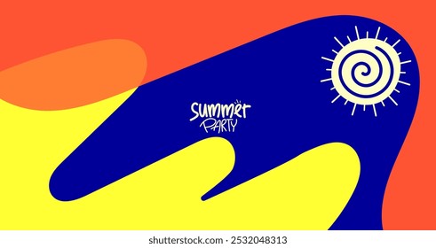 design de pôster de festa de verão. fundo, layout de hd, banner, modelo de cartão de saudação. vetor