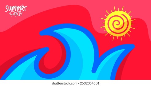 design de pôster de festa de verão. fundo, layout de hd, banner, modelo de cartão de saudação. ilustração vetor