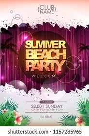 Summer party poster design. Summer beach party