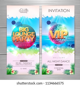 Summer party poster design. Big lounge party invitation design