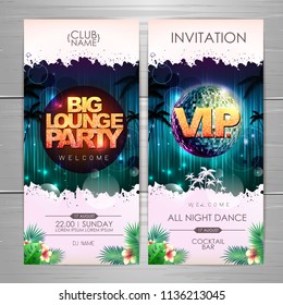 Summer party poster design. Big lounge party invitation design