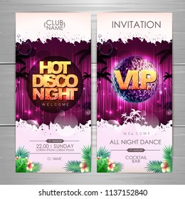 Summer party poster design. Hot disco night invitation design