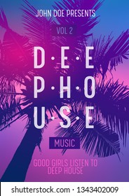 Summer Party poster design. Summer music party flyer artwork template A4.  Tropical Sunset - Vector 