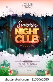 Summer party poster design. Summer night club