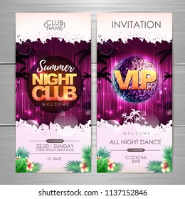 Summer party poster design. Summer night club invitation design