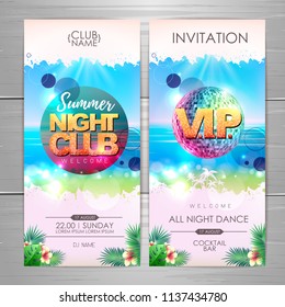 Summer party poster design. Summer night club invitation design