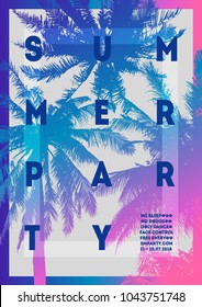 Summer party poster design template. Tropical background vector cover art