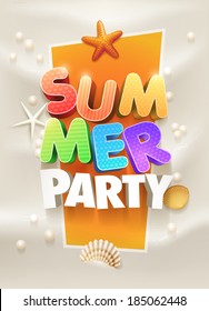 Summer Party Poster Design Vorlage. Elemente werden separat in einer Vektordatei angeordnet.