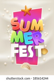 Summer Party Poster design template. Elements are layered separately in vector file.