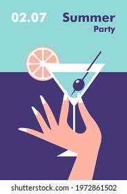 Summer party poster design template. Vector illustration.