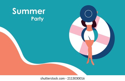 Summer party poster design template. Vector illustration in Minimalistic style.
