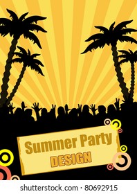 Summer party poster design, vector illustration