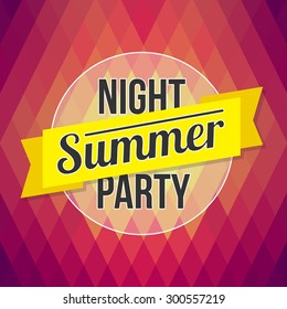 Summer party poster. Designed text in the background polygon style. Vector template for flyers, posters, banners or invitations