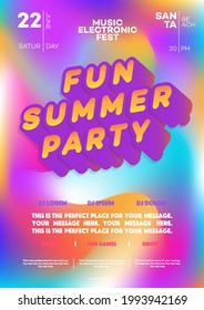 Summer party poster for electronic music fest  club party flyer  dance festival  Vector 10 eps