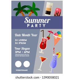 summer party poster holiday template cocktail drink
