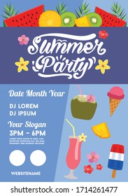 summer party poster holiday template with summer treats vector download