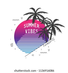 Summer party poster isolated on white background. Modern summer backdrop for web site, wallpaper, placard and ad. Useful for cover, banner and print materials. Creative art concept,vector illustration