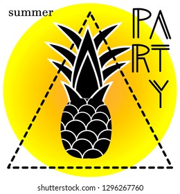 summer party poster with pineapple. Vector illustration for t-shirt print nad other uses