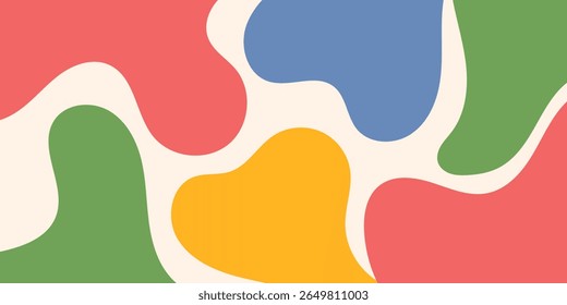 Summer party poster set, geometric memphis style. Hello summer  banner, cards, flayer with hand lettering Deformed fluid uneven organic seamless lines vector funky groovy maze backgrounds