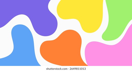 Summer party poster set, geometric memphis style. Hello summer  banner, cards, flayer with hand lettering Deformed fluid uneven organic seamless lines vector funky groovy maze backgrounds