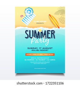 Summer Party Poster with Surfboard