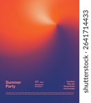 Summer Party Poster Template with Abstract Psychadelic Gradient Circles. Printable eps10 vector file