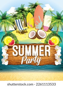 Summer party poster with youthful and vibrant motifs of 2023