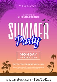 Summer Party Poster/Flyer/Banner Vector Illustration 