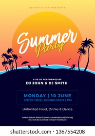 Summer Party Poster/Flyer/Banner Vector Illustration 