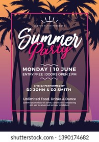 Summer Party Poster/Flyer/Banner Vector Illustration - Vector