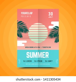 Summer party poster.Summer festival vertical flyer template