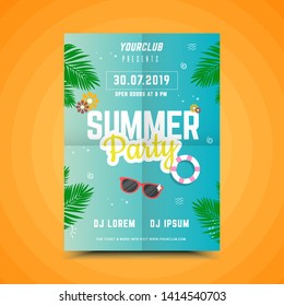 Summer party poster.Summer festival vertical flyer template