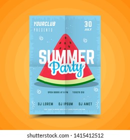 Summer party poster.Summer festival vertical flyer template