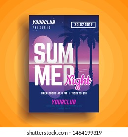 Summer party poster.Summer festival vertical flyer template