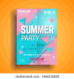 Summer party poster.Summer festival vertical flyer template