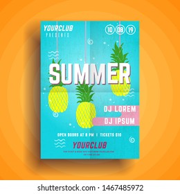 Summer party poster.Summer festival vertical flyer template