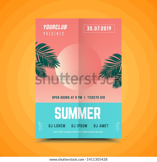 Summer party poster.Summer festival vertical\
flyer template