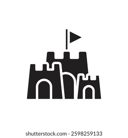 Summer Party Sand Castle Filled Icon Vector Illustration