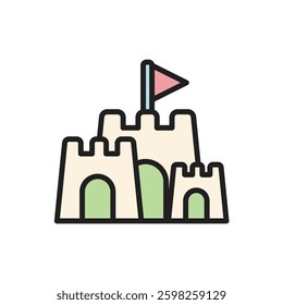 Summer Party Sand Castle Icon Vector Illustration