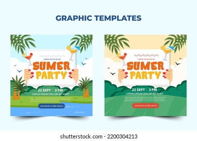 Summer Party Season Graphic template, easy to customize simple and elegant design