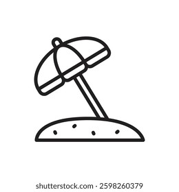 Summer Party Sun Umbrella Outline Icon Vector Illustration