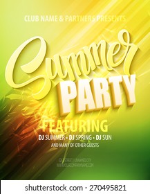 Summer party. Template poster  Vector illustration