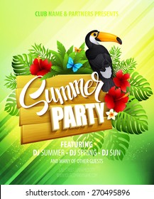 Summer party. Template poster. Vector illustration  