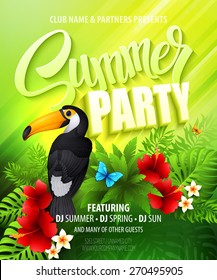 Summer party. Template poster. Vector illustration  