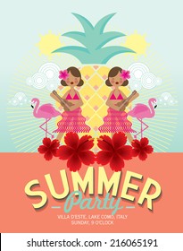 summer party template vector/illustration
